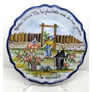 Nevers E. Georges French Faience Commemorative 9 1/2" Wall Plate VGC READ DESC